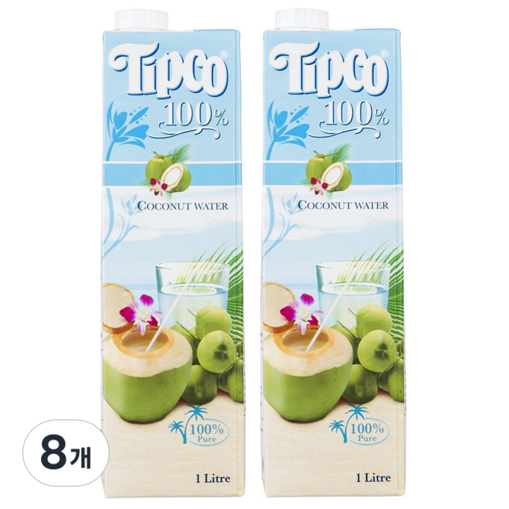 팁코 코코넛워터 혼합주스, 1L, 8개