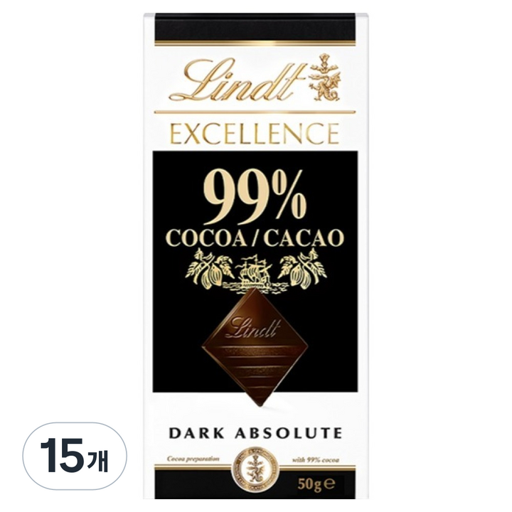 린트엑셀런스 다크 99% 초콜릿, 50g, 15개