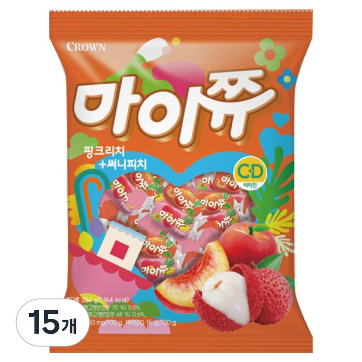 크라운 마이쮸 리치피치트위스트, 284g, 15개