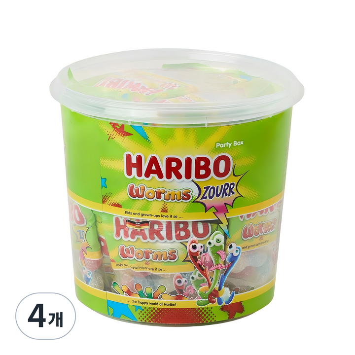 하리보 웜즈 사우어 젤리 32개입, 960g, 4개