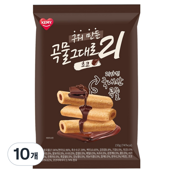 곡물그대로21 크리스피롤 초코, 10개, 150g
