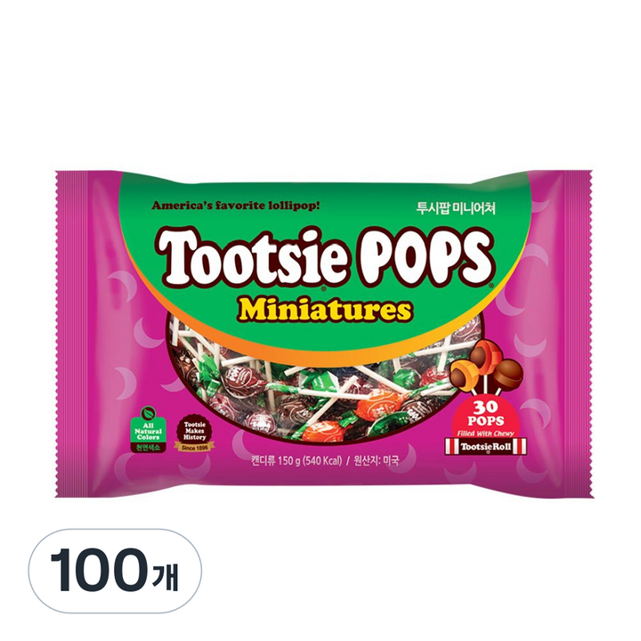 투시팝 미니어쳐 막대사탕, 150g, 100개