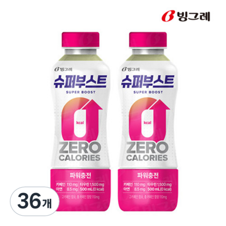 빙그레 슈퍼부스트 파워충전 에너지음료, 500ml, 36개