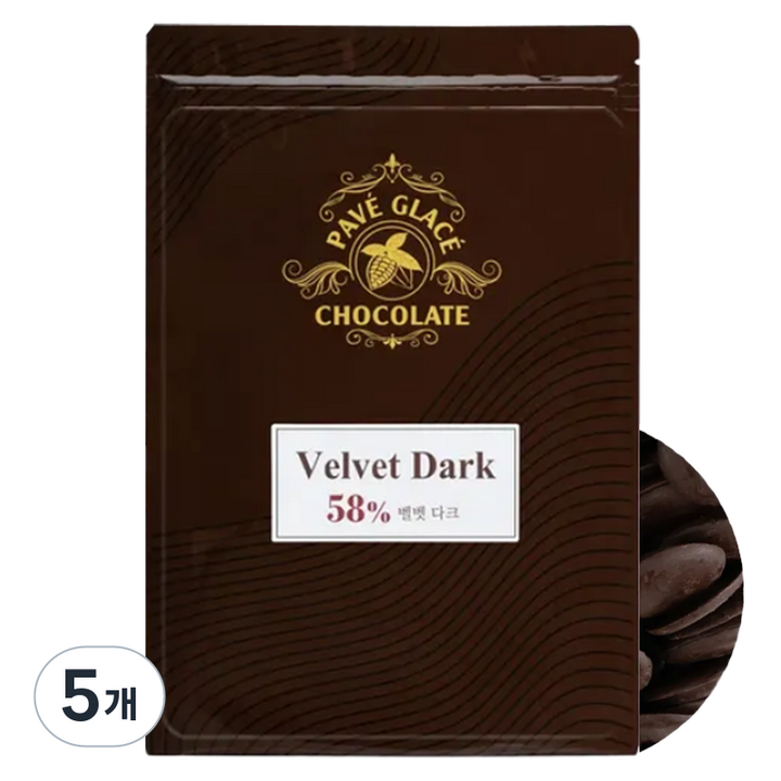 파베글라스 벨벳 다크 58% 커버춰 리얼 초콜릿, 5개, 1kg