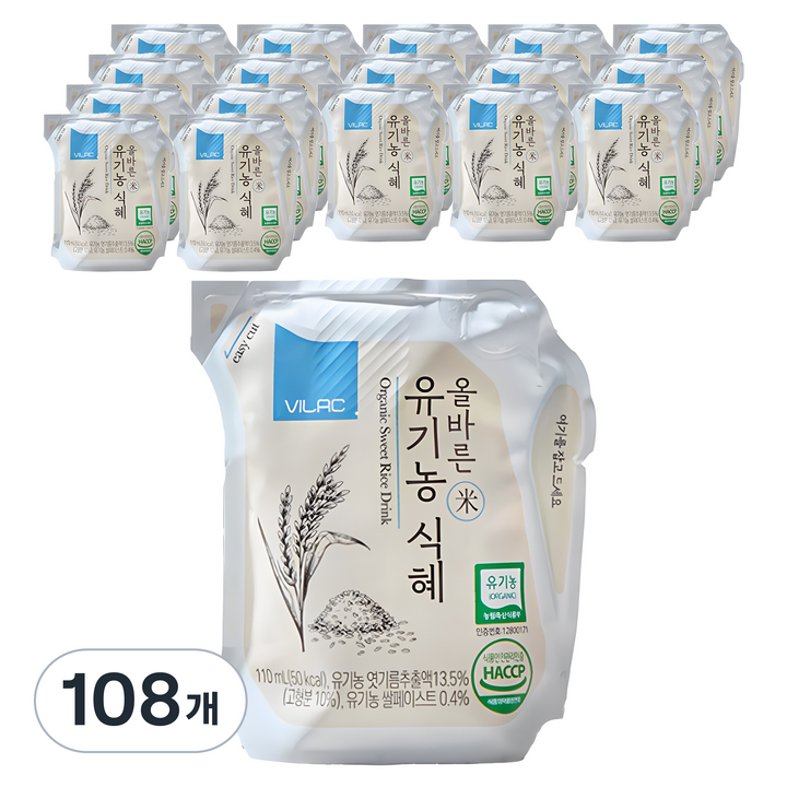 비락 올바른 유기농 식혜, 110ml, 108개