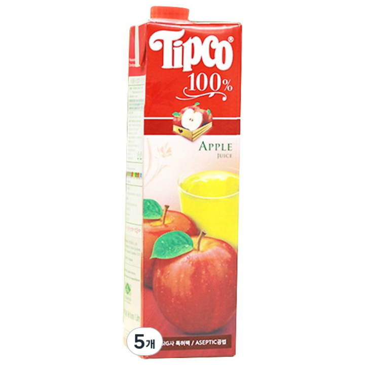 팁코 사과 생과일주스 1000ml, 1L, 5개