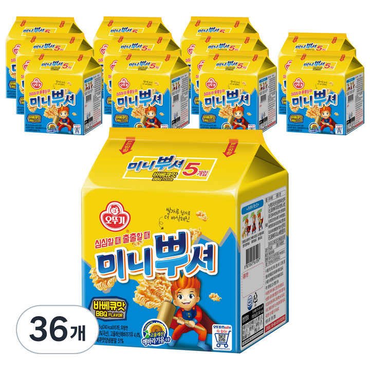 오뚜기 미니뿌셔 바베큐맛 멀티 5p, 275g, 36개