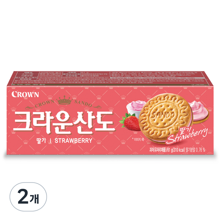 크라운산도 딸기, 61g, 2개