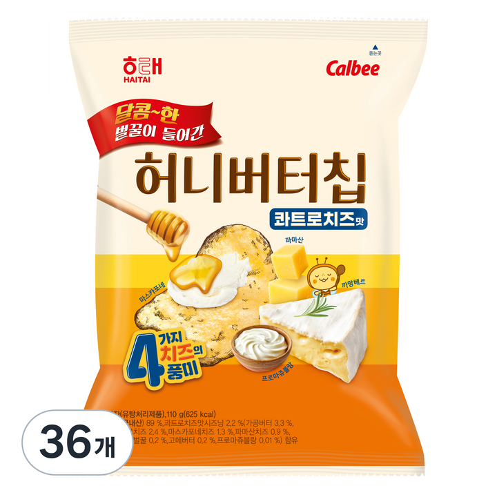 허니버터 칩 콰트로치즈맛, 36개, 110g