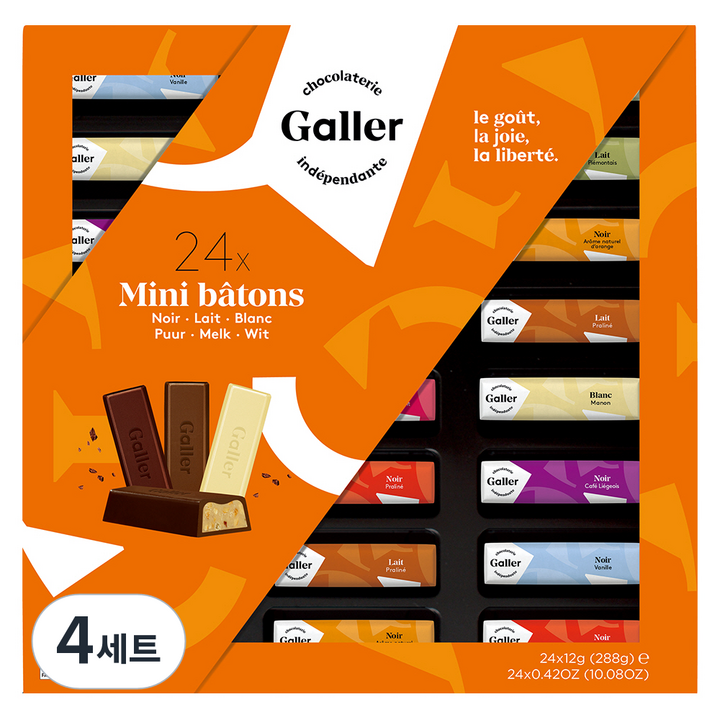 갤러 기프트박스 초콜릿 미니바 24p, 288g, 4세트