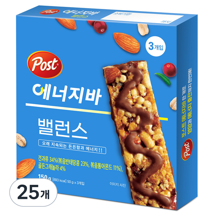 포스트 에너지바 밸런스 3p, 150g, 25개