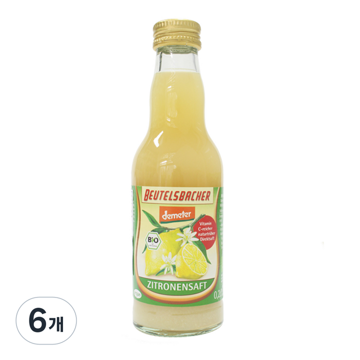 베텔스바허 유기농 레몬 주스, 200ml, 6개