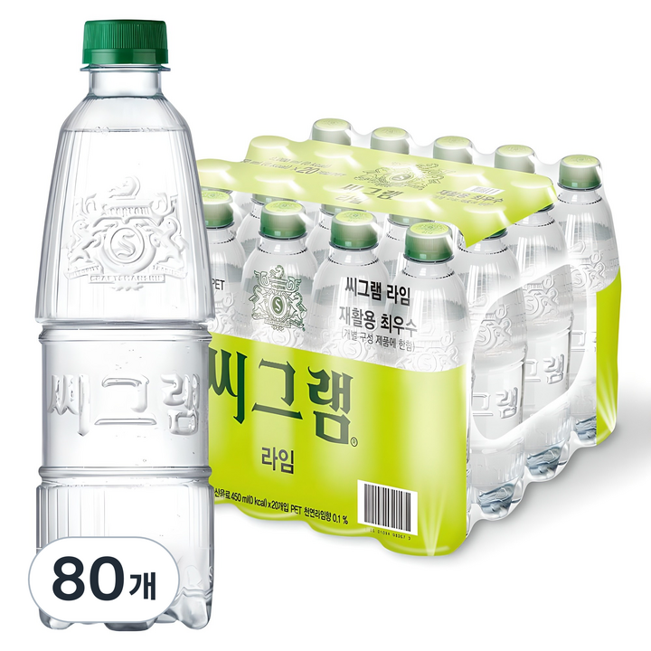 씨그램 라임 무라벨, 450ml, 80개