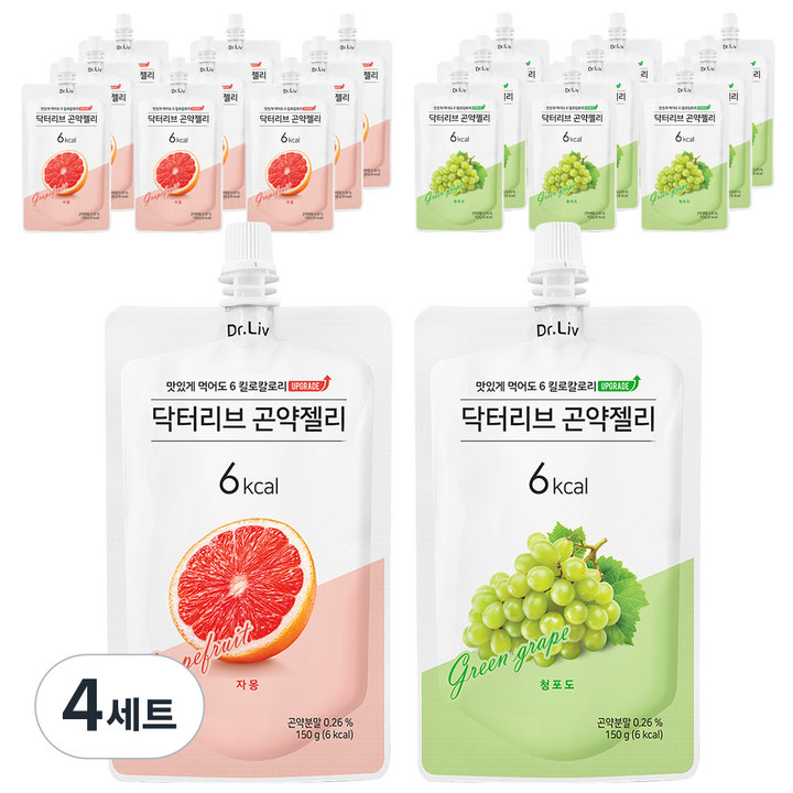 닥터리브 곤약젤리 청포도 150ml x 10p + 자몽 150ml x 10p, 150g, 4세트