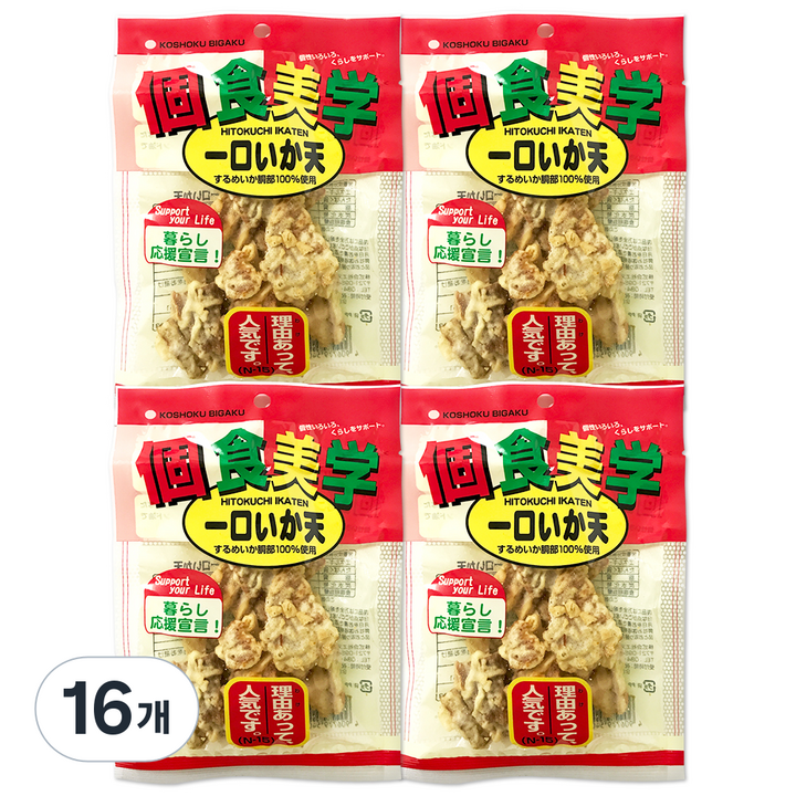 후지야혼텐 히토쿠치 이카텐 오징어 스낵, 34g, 16개