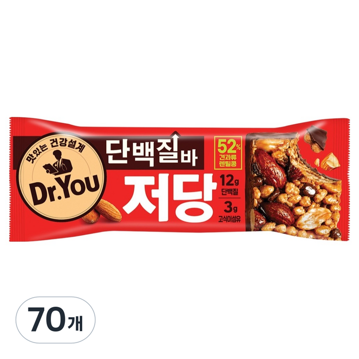 닥터유 오리온 저당 단백질바, 50g, 70개
