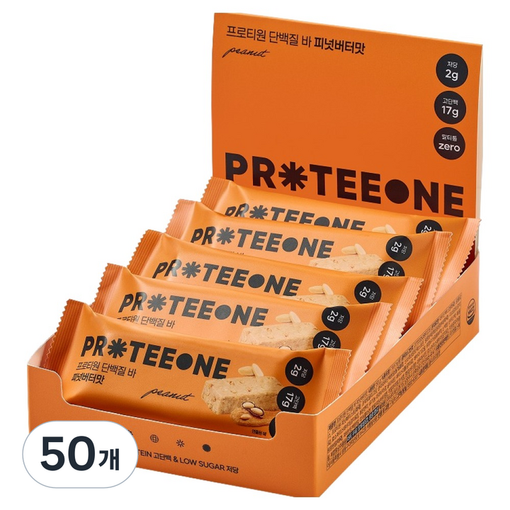 프로티원 단백질바 피넛버터맛, 50개, 50g