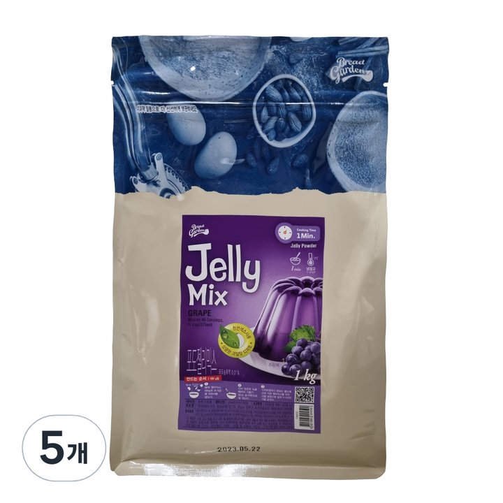 브레드가든 포도 젤리 만들기 믹스, 5개, 1kg