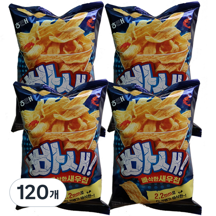 해태제과 빠새 빠삭한 새우칩, 60g, 120개