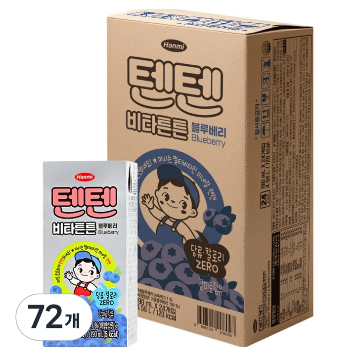 텐텐 비타튼튼 블루베리 주스, 72개, 190ml