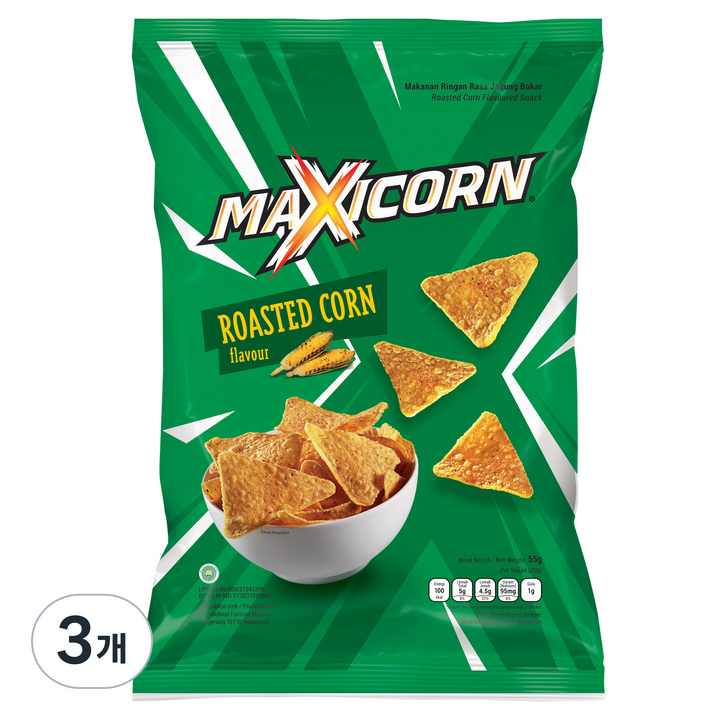 인도푸드 맥시콘 구운 옥수수맛, 3개, 55g