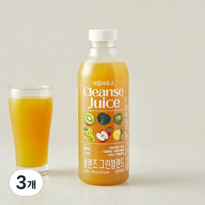 아침에주스 클렌즈 그린블렌드, 3개, 730ml