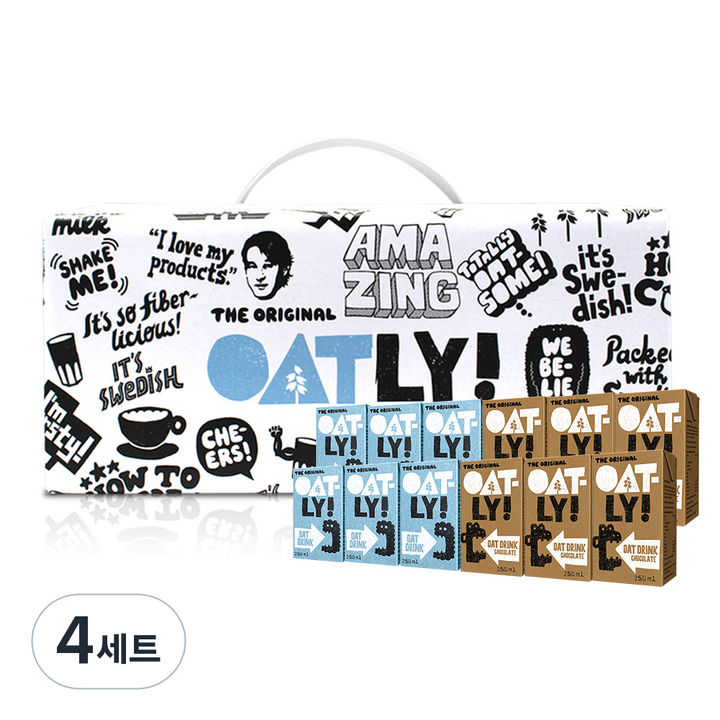 오틀리 오트 드링크 오리지날 250ml x 6p + 초콜릿 250ml x 6p 선물세트 3호, 4세트