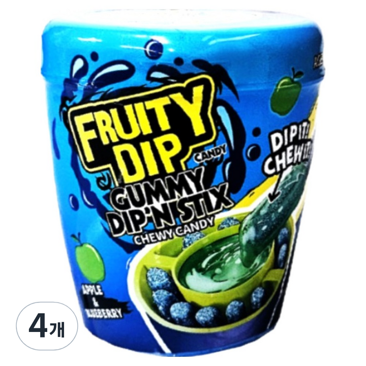 후루티딥젤리 딥앤 스틱캔디 블루베리향 사과향, 4개, 96g