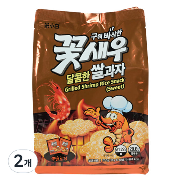 미소백 꽃새우 달콤한 쌀과자, 200g, 2개