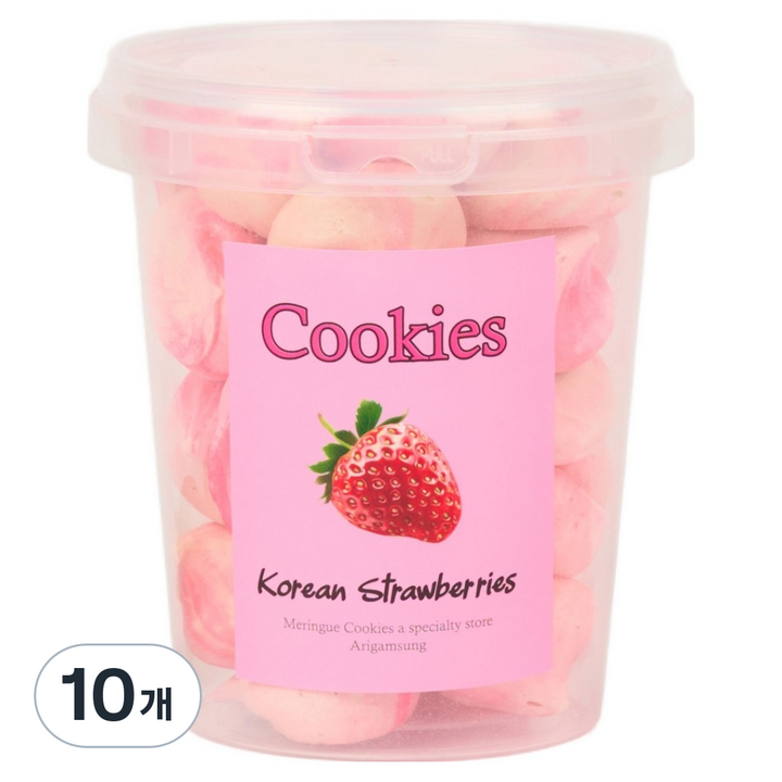 아리감성 딸기 머랭쿠키 원통형, 38g, 10개