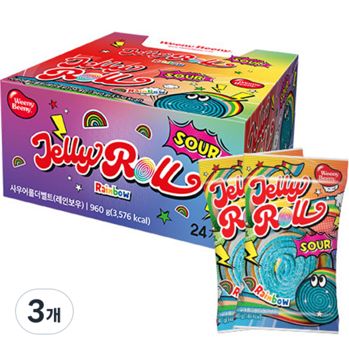 위니비니 젤리롤 사우어 레인보우 24p, 960g, 3개
