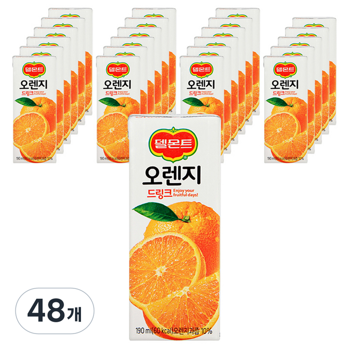 델몬트 드링크 오렌지, 190ml, 48개