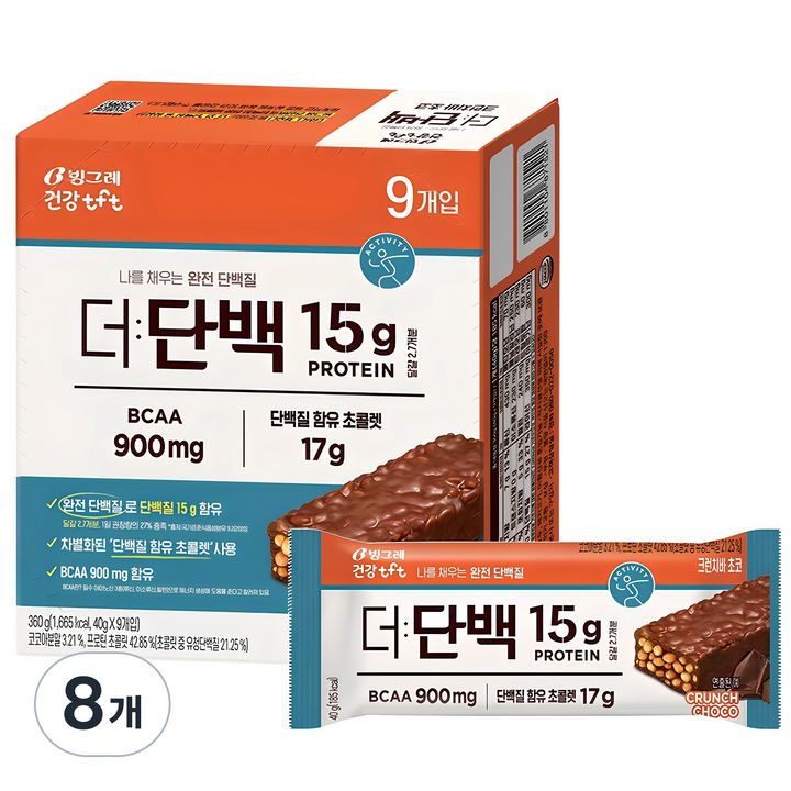 더단백 크런치바 초코, 360g, 8개