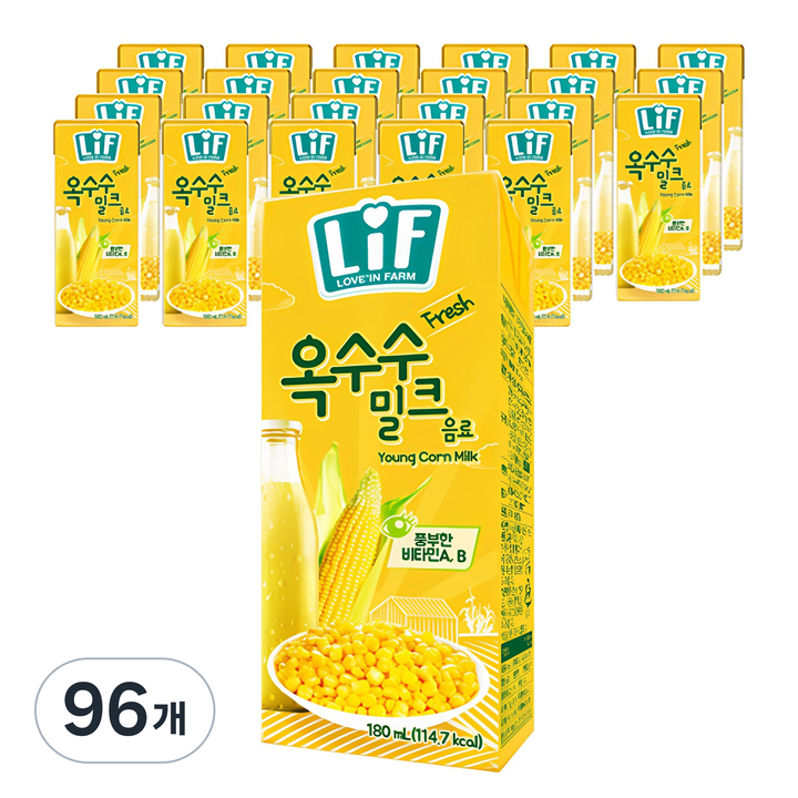 LIF 옥수수 밀크 음료, 180ml, 96개