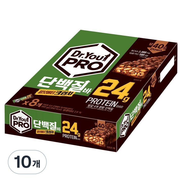 닥터유 프로 피넛버터크런치 단백질바 8p, 560g, 10개