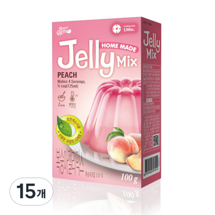 브레드가든 복숭아젤리믹스 젤리만들기, 100g, 15개