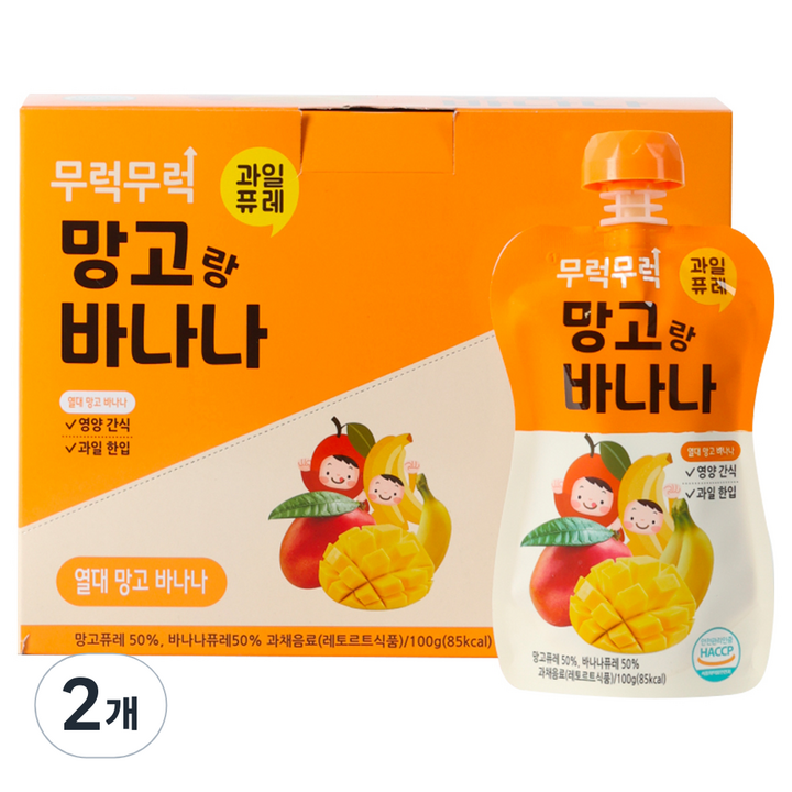 무럭무럭 과일 퓨레 망고랑 바나나 7p, 망고 + 바나나, 2개, 700g