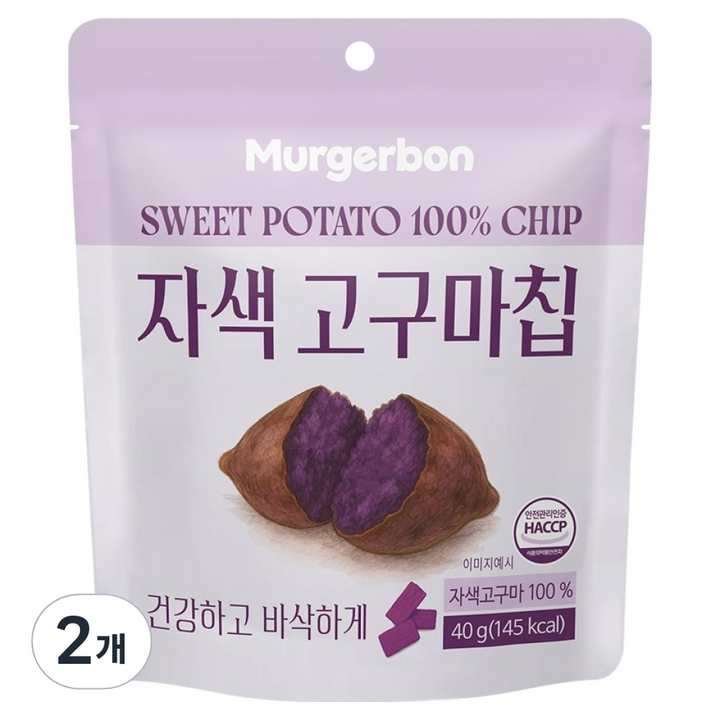 머거본 자색 고구마칩, 40g, 2개