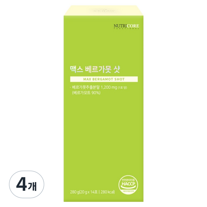 뉴트리코어 맥스 베르가못 샷 14p, 280g, 4개