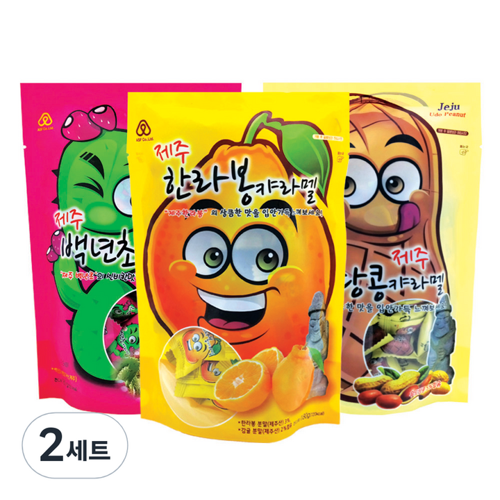 제주 캬라멜 우도땅콩 180g + 백년초 180g + 한라봉 180g, 2세트