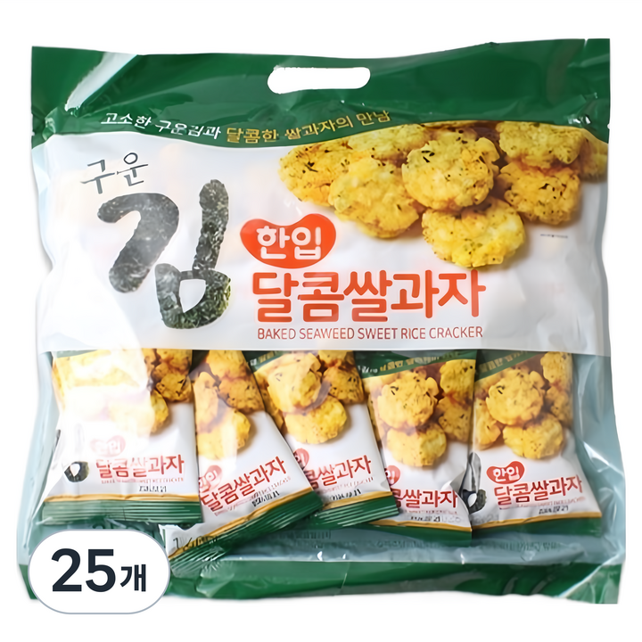 구운김 한입 달콤 쌀과자, 250g, 25개