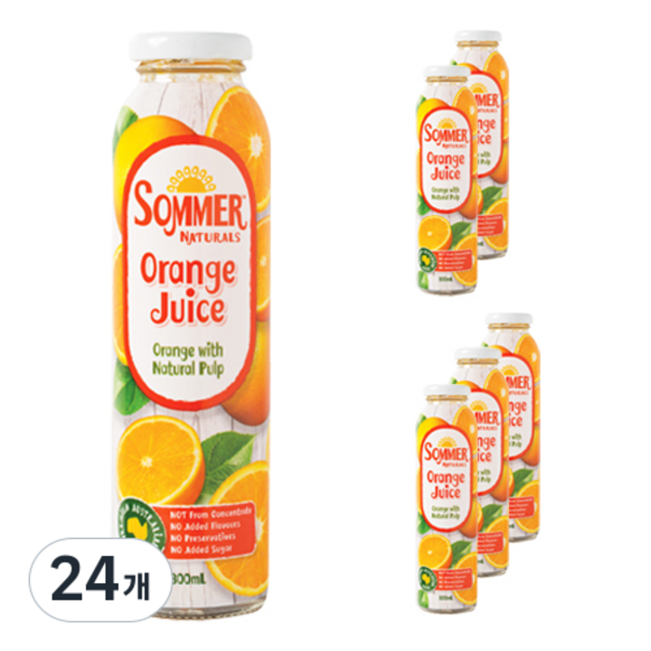 쏘머내추럴스 오렌지 착즙주스, 300ml, 24개