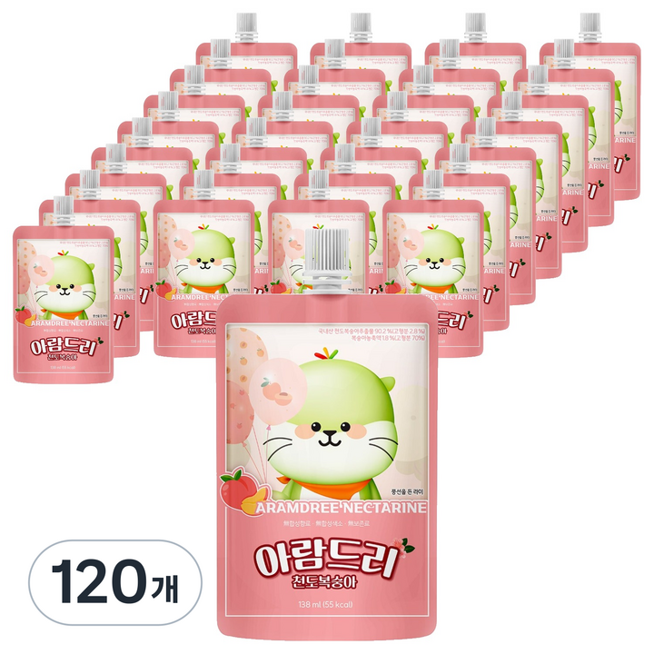아람농장 아람드리 천도복숭아 주스, 138ml, 120개