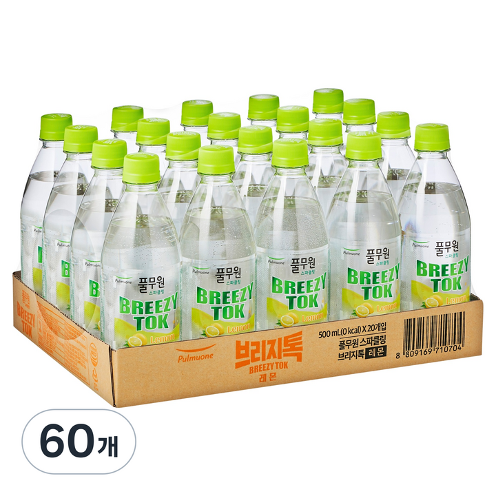 브리지톡 풀무원 탄산음료 레몬 유라벨, 60개, 500ml