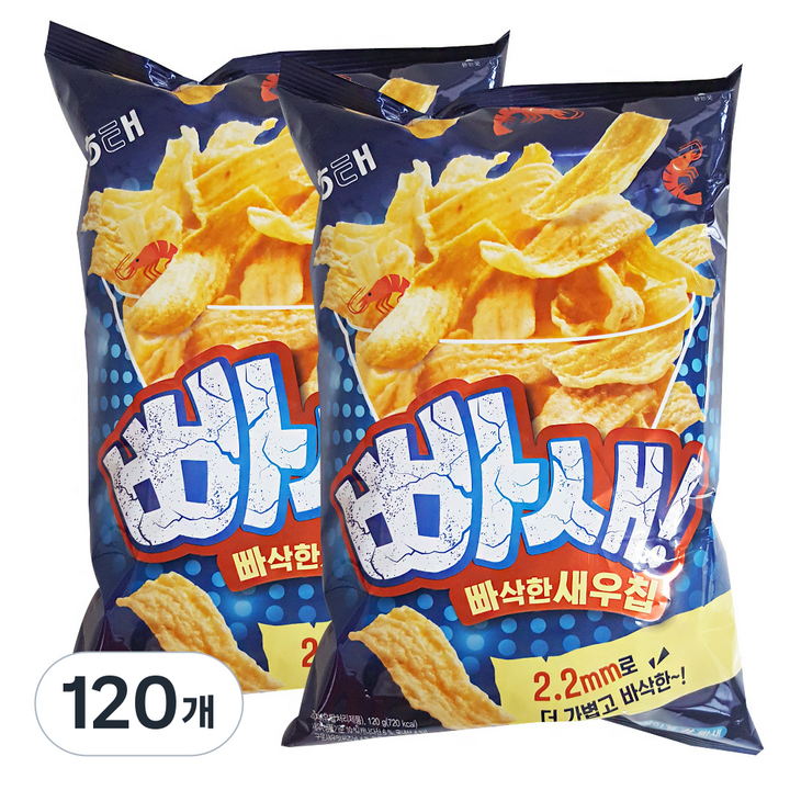 해태제과 빠새 빠삭한새우칩, 120g, 120개