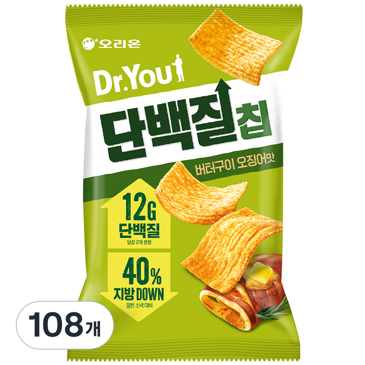 닥터유 단백질칩 버터구이 오징어맛, 60g, 108개