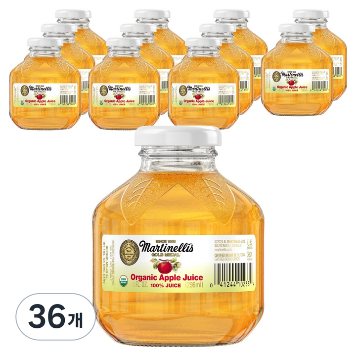 마르티넬리 유기농 골드메달 애플주스, 296ml, 36개