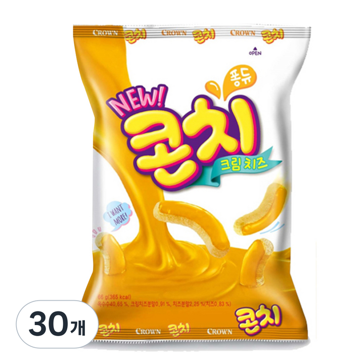 크라운 콘치 크림치즈 과자, 66g, 30개