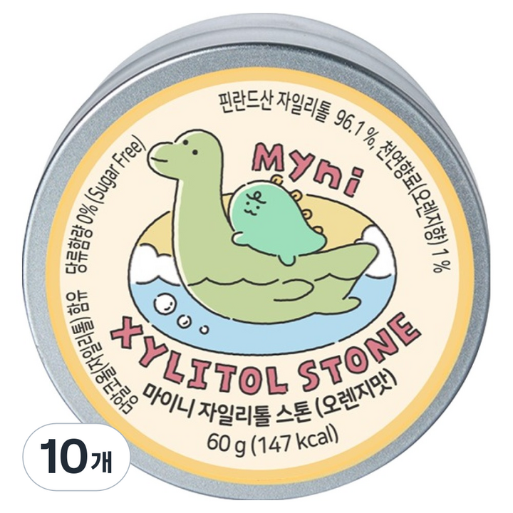 마이니 자일리톨 스톤 오렌지맛, 60g, 10개