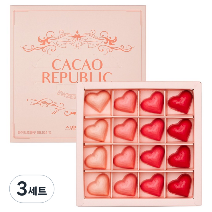 카카오리퍼블릭 스위트하트 수제초콜릿 4종 x 4p 선물세트 180g, 3세트